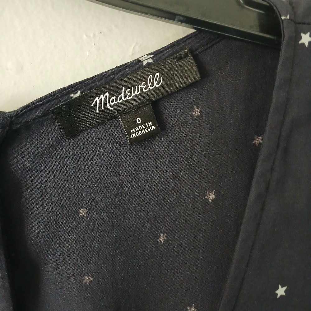 Madewell Women's Size 0 Alicia Long Sleeve Midi Dress in Night Stars Navy Pocket - Picture 2 of 16